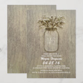 Baby's Breath Mason Jar Rustic Vrijgezellenfeest Kaart (Voorkant / Achterkant)