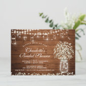 Baby's Breath Mason Jar Rustic Vrijgezellenfeest Kaart (Staand voorkant)