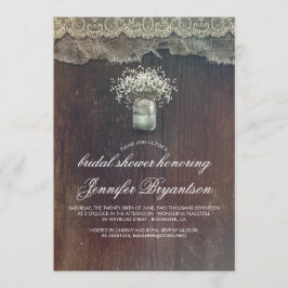 Baby's Breath Mason Jar Rustic Vrijgezellenfeest Kaart