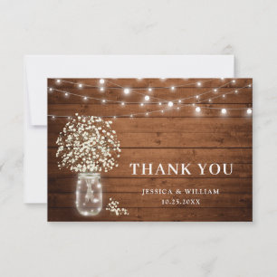 Baby's Breath Mason Jar Rustic Waterverf Bedankkaart