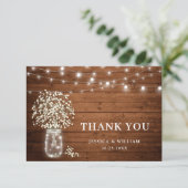 Baby's Breath Mason Jar Rustic Waterverf Bedankkaart (Staand voorkant)