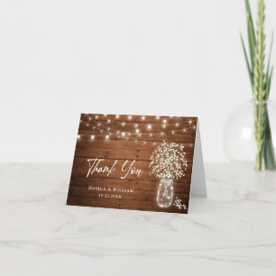 Baby's Breath Mason Jar Rustic Waterverf Bedankkaart