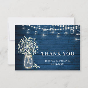 Baby's Breath Mason Jar Rustic Waterverf Bedankkaart