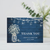 Baby's Breath Mason Jar Rustic Waterverf Bedankkaart (Staand voorkant)