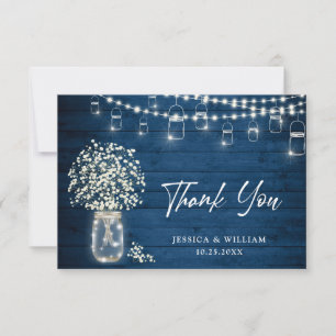 Baby's Breath Mason Jar Rustic Waterverf Bedankkaart