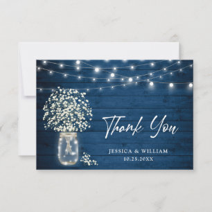 Baby's Breath Mason Jar Rustic Waterverf Bedankkaart