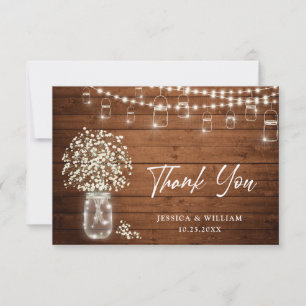 Baby's Breath Mason Jar Rustic Waterverf Bedankkaart
