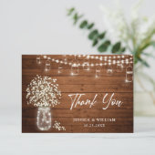 Baby's Breath Mason Jar Rustic Waterverf Bedankkaart (Staand voorkant)