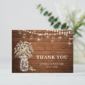 Baby's Breath Mason Jar Rustic Waterverf Bedankkaart (Staand voorkant)