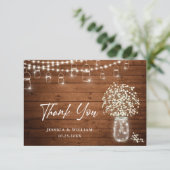 Baby's Breath Mason Jar Rustic Waterverf Bedankkaart (Staand voorkant)