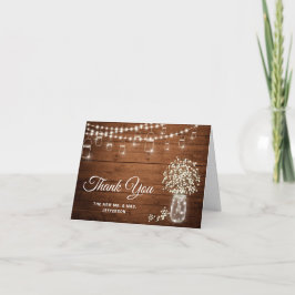 Baby's Breath Mason Jar Rustic Waterverf Floral Bedankkaart