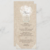 Baby's Breath Mason Jar Rustic Wedding Menu (Voorkant / Achterkant)