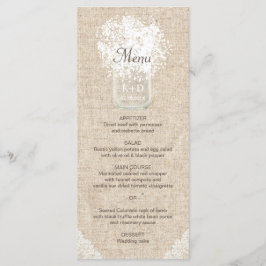 Baby's Breath Mason Jar Rustic Wedding Menu