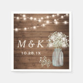 Baby's Breath Mason Jar Rustic Wedding Monogram Servetten (Voorkant)