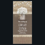 Baby's Breath Mason Jar Rustic Wedding Program Programmakaart<br><div class="desc">Rustieke jute kant en baby's adem bloemenmetselaarpot bruiloft programma's</div>