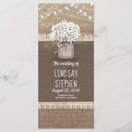 Baby's Breath Mason Jar Rustic Wedding Program Programmakaart