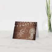 Baby's Breath Mason Jar Rustic Wood Floral Bedankkaart (Voorkant)