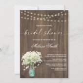 Baby's Breath Mason Jar Rustic Wood Vrijgezellenfe Kaart (Voorkant)