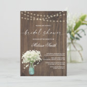Baby's Breath Mason Jar Rustic Wood Vrijgezellenfe Kaart (Staand voorkant)