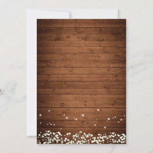 Baby's Breath Mason Jar Rustic Wood Wedding Kaart (Achterkant)