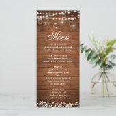 Baby's Breath Mason Jar Rustiek Bruiloft Diner Menu (Staand voorkant)