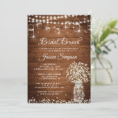 Baby's Breath Mason Jar Rustieke Bridal Brunch Kaart (Staand voorkant)