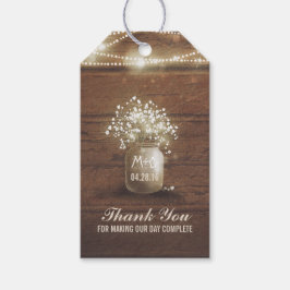 Baby's Breath Mason Jar Rustieke Bruiloft Cadeaulabel