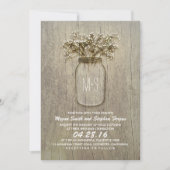 Baby's Breath Mason Jar Rustieke Bruiloft Kaart (Voorkant)