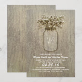 Baby's Breath Mason Jar Rustieke Bruiloft Kaart (Voorkant / Achterkant)