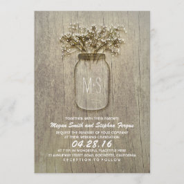 Baby's Breath Mason Jar Rustieke Bruiloft Kaart