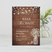 Baby's Breath Mason Jar Rustieke Bruiloft QR-code Save The Date (Staand voorkant)