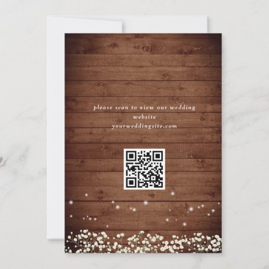 Baby's Breath Mason Jar Rustieke Bruiloft QR-code Save The Date (Achterkant)