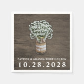Baby's Breath Mason Jar Rustieke bruiloft servette Servet (Voorkant)
