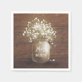 Baby's Breath Mason Jar Rustieke Bruiloft Servetten
