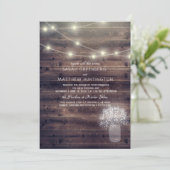 Baby's Breath Mason Jar Rustieke bruiloft uitnodig Kaart (Staand voorkant)