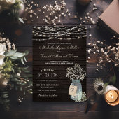 Baby's Breath Mason Jar Rustieke bruiloft uitnodig Kaart