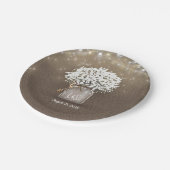 Baby's Breath Mason Jar Rustieke Burlap Bruiloft Papieren Bordje (Gekanteld)