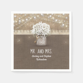 Baby's Breath Mason Jar Rustieke Burlap Bruiloft Servet
