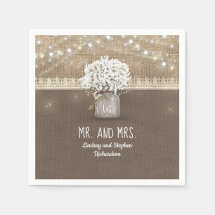 Baby's Breath Mason Jar Rustieke Burlap Bruiloft Servet