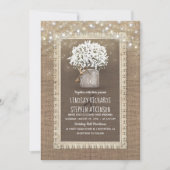 Baby's Breath Mason Jar Rustieke Burlap Kant Bruil Kaart (Voorkant)