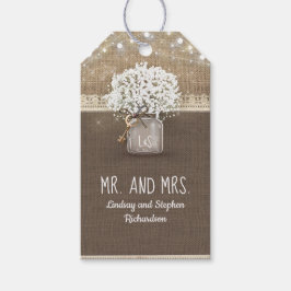 Baby's Breath Mason Jar Rustieke Burlap Kant Cadeaulabel