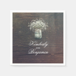 Baby's Breath Mason Jar Rustieke Country Barn Servetten