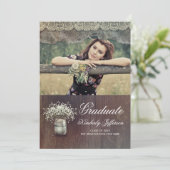 Baby's Breath Mason Jar Rustieke Foto Afstuderen Kaart (Staand voorkant)