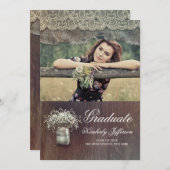 Baby's Breath Mason Jar Rustieke Foto Afstuderen Kaart (Voorkant / Achterkant)