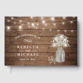 Baby's Breath Mason Jar Rustieke Houten Lichten Br Gastenboek (Voorkant)
