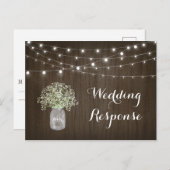 Babys Breath Mason Jar Rustieke Lichten Bruiloft R Briefkaart (Voorkant / Achterkant)
