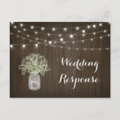 Babys Breath Mason Jar Rustieke Lichten Bruiloft R Briefkaart (Voorkant)