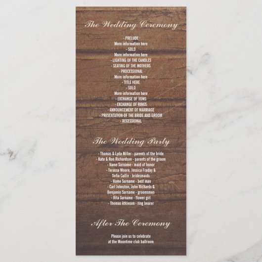 Baby's Breath Mason Jar Rustieke Trouwprogramma's Programmakaart (Achterkant)