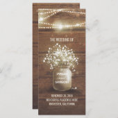 Baby's Breath Mason Jar Rustieke Trouwprogramma's Programmakaart (Voorkant / Achterkant)