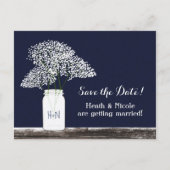 Baby's Breath Mason Jar Save The Date ansichtkaart Aankondigingskaart (Voorkant)